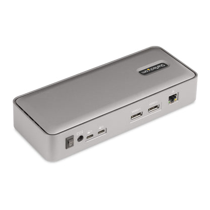 StarTech.com KVM-dockningsstation för dubbla bärbara datorer med USB-C, 4K 60 Hz DisplayPort-dockningsstation för dubbelskärm, USB-hubb med 5 portar, GbE, 90 W/45 W strömförsörjning till två bärbara datorer, Windows/Mac, KVM-dockningsstation med 2 värdar