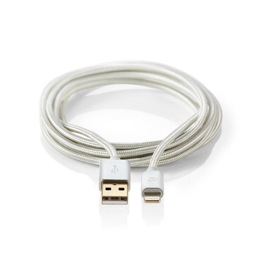 Nedis CCTB39300AL20 mobiltelefonkablar Gjuten aluminium 2 m USB A Lightning